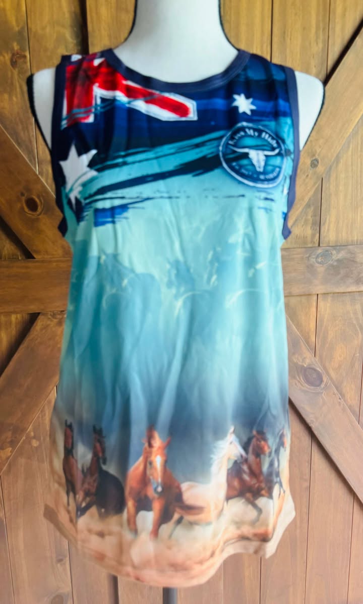 Kids "HORSES" Singlet