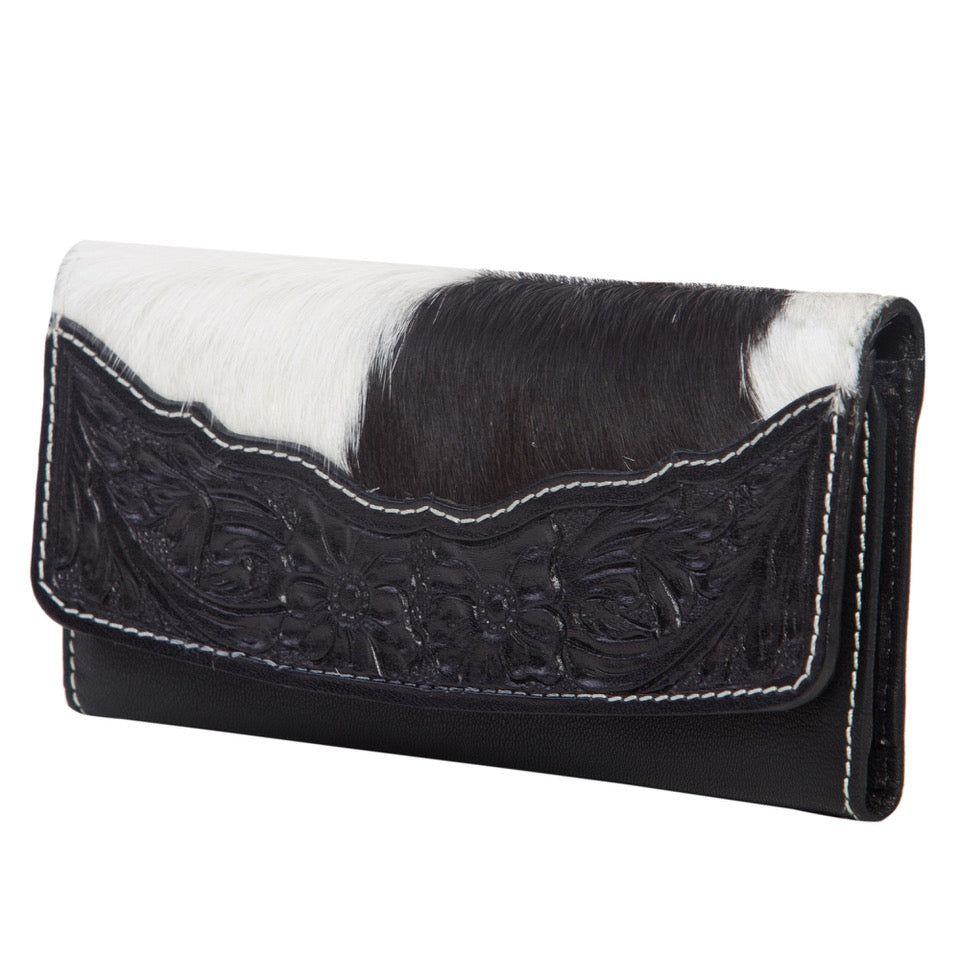 Ariel Tooled Leather Flap Cowhide Wallet