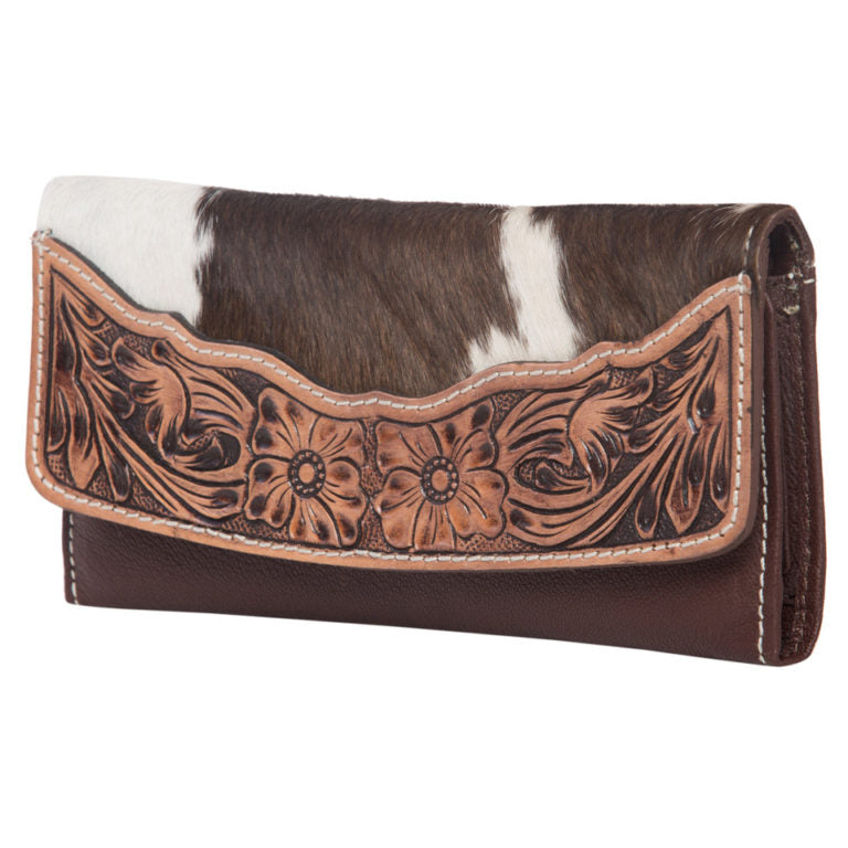 Ariel Tooled Leather Flap Cowhide Wallet