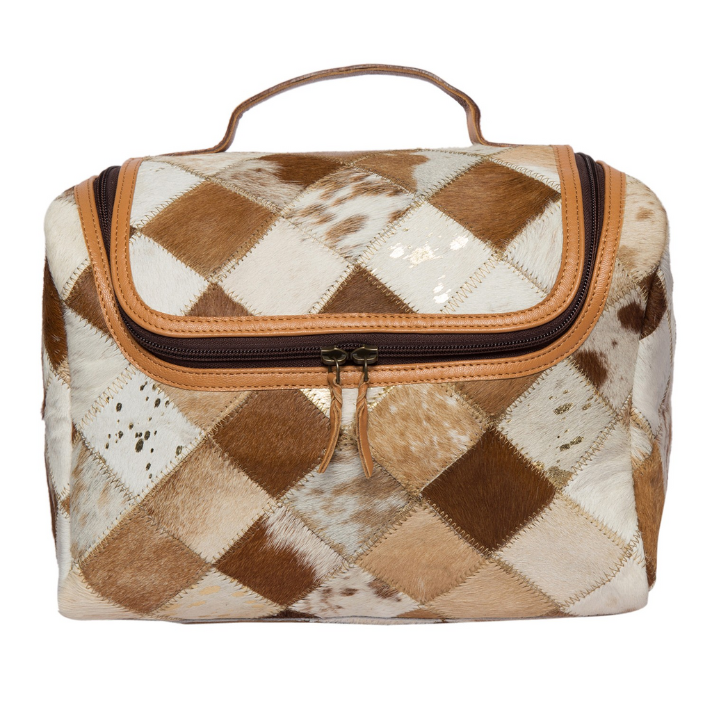 Isabella – Genuine Patchwork Cowhide Make Up/ Toiletry Kit – KISS MY ...
