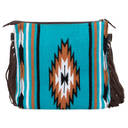 Anita - Tooled Leather Turquoise Saddle Blanket Crossbody Bag